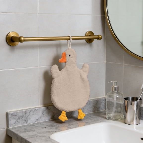 Qiopertar Goose Hand Towels, Super Absorbent Microfiber Kitchen Towels, Cute Decorative Dish Cloths Fast Drying Soft Cotton for Bathroom Countertop Home Decor, Gray