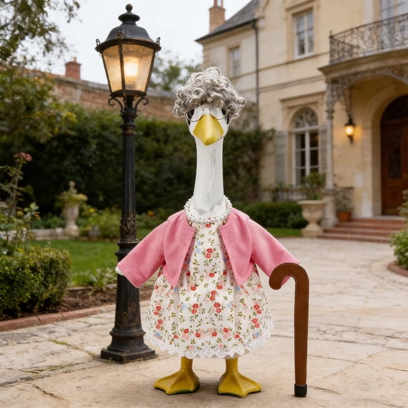 Qiopertar Goose Yard Ornament with Holiday Costume, Waterproof Festival Sculpture for Outdoor, Festive Decoration for Easter Christmas Thanksgiving