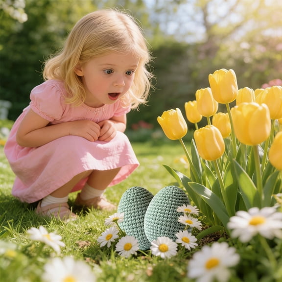 Qiopertar Hand Crocheted Easter Egg Ornaments, Foam Filled Knitted Egg Decorations, Soft Textured Oval Shape Handmade Easter Decor For Baskets Tables Home