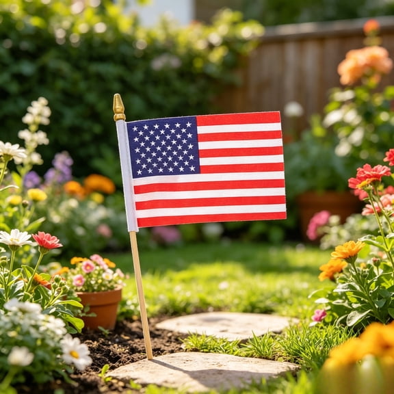 Qiopertar Handheld Flagpole with Golden Tip, Sturdy Plastic Flagpole for Outdoor Patriotic Events, Durable Flag for Parades Sporting Celebrations