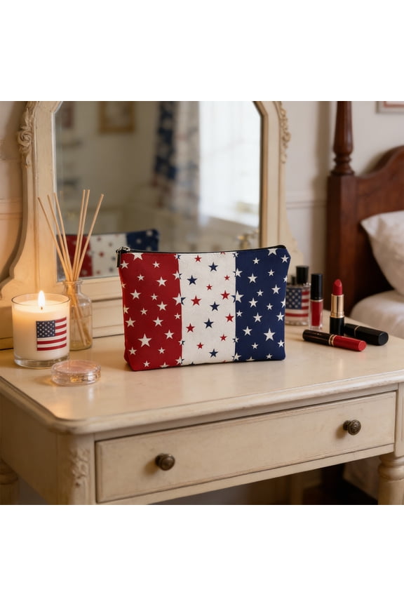 Independence Day Zippered Storage Pouch, Travel Pencil Case Cosmetic Bag for Organizer, Multifunctional Pouch for Backpack Suitcase Gift