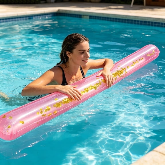 Qiopertar Inflatable Swimming Stick, Thickened PVC Summer Water Float, Lightweight Pool Aid for Adults, Bright Swim Companion for Beach Party Fun