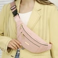 thumbnail image 1 of Qiopertar Large Capacity Crossbody Bag for Women, Fashionable Belt Bag with Hidden Zipper Pocket, Multi-layer Messenger Phone Bag for Travel Gym Daily Use, Pink, 1 of 7