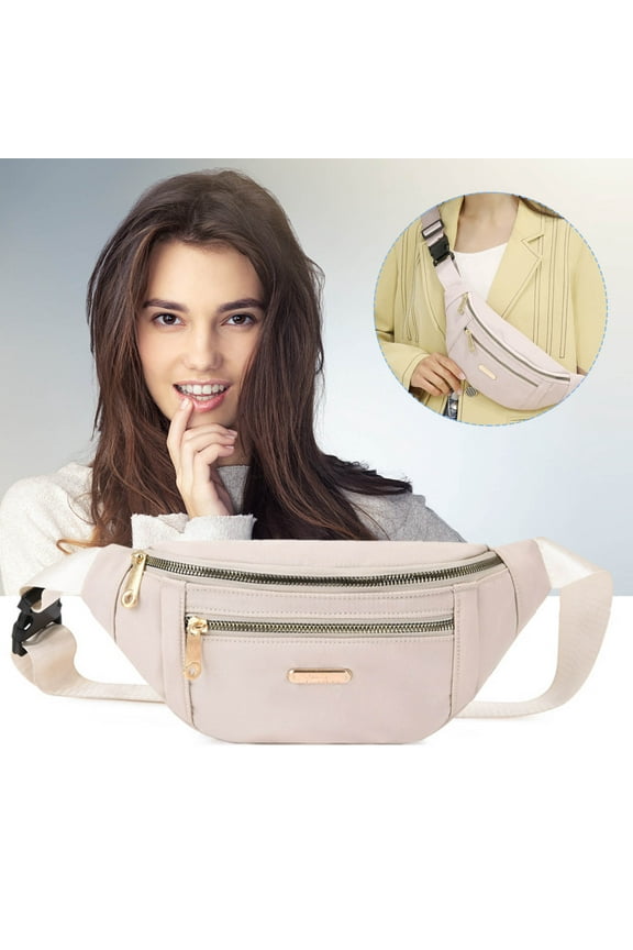 Large Capacity Crossbody Bag for Women, Fashionable Belt Bag with Hidden Zipper Pocket, Multi-layer Messenger Phone Bag for Travel Gym Daily Use, White