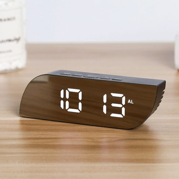 Qiopertar Large Digital Alarm Clock, LED Clock with Dimming Night Mode & Temperature Display, Multifunctional Bedside Alarm Clock for Bedroom Desk Makeup Vanity, Black