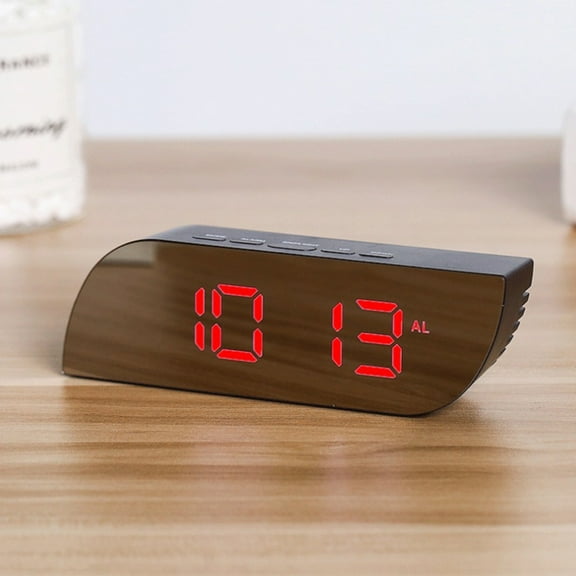 Qiopertar Large Digital Alarm Clock, LED Clock with Dimming Night Mode & Temperature Display, Multifunctional Bedside Alarm Clock for Bedroom Desk Makeup Vanity, Black