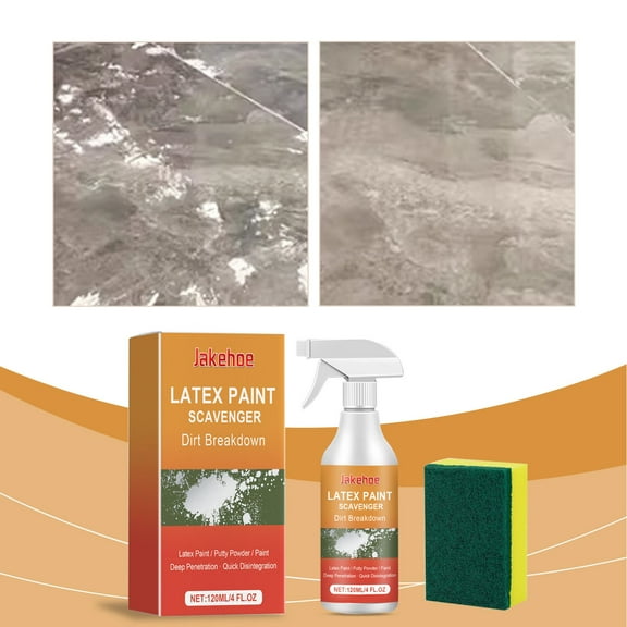Qiopertar Latex Paint Remover, Instantly Disintegrates Latex Paint Stains Restores Surfaces, Heavy-Duty Paint Cleaner for Walls Furniture Floors, Deep Cleaning Solution for Home Use with Sponge