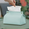 thumbnail image 1 of Qiopertar Leather Tissue Box, Pull-Out Design Desktop Tissue Organizer, Multi-Functional Home Tissue Holder for Living Room Bedroom Office Travel, Blue, 1 of 6