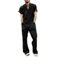 thumbnail image 1 of Qiopertar Men's Zipper Overalls Lapel Jumpsuit Casual Long Sleeve Solid Color Coveralls Workwear Utility Jumpsuits, Black L, 1 of 6
