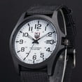 thumbnail image 1 of Qiopertar Military Sports Watch, Outdoor Mens Date Stainzless Steel Analog Quartz Wrist Watch, Casual Canvas Strap Hook Buckle Watch for Men, Black Green Brown Color Options, White, 1 of 4