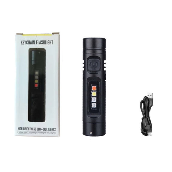 Qiopertar Multi-Functional Mini Flashlight, Aluminum Alloy EDC Pocket Flashlight with Strobe Mode, Compact Bright LED Torch for Camping Hiking Emergency Home Use, Black