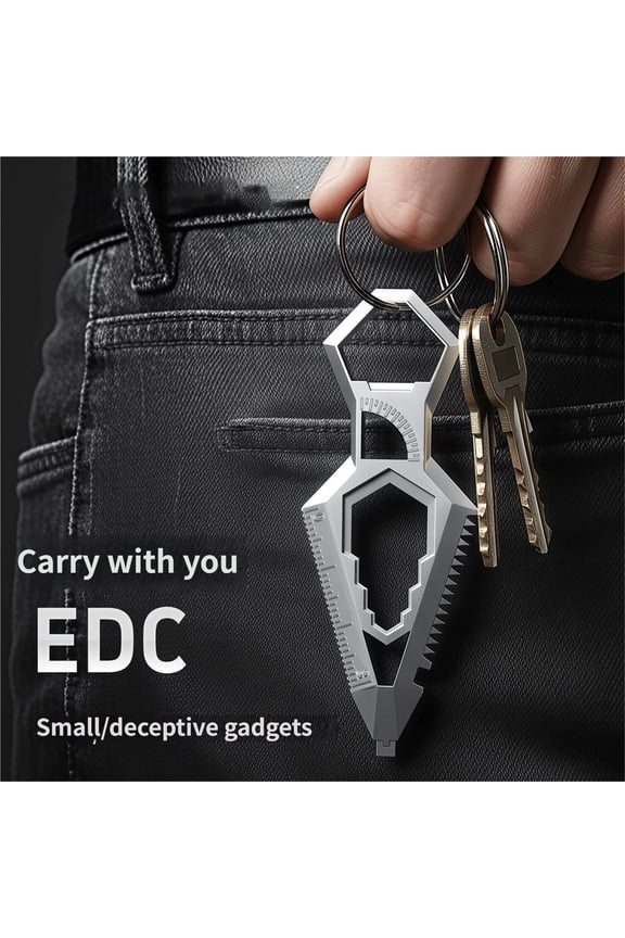 Multi-Functional Survival Pocket Tool, Portable 9-in-1 Multi-Tool with Bottle Opener & Screwdriver, Keychain EDC Tool for Outdoor Camping Hiking Cycling Everyday Use
