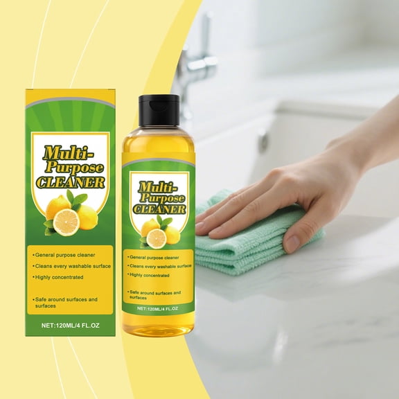 Qiopertar Multi-Surface Cleanser 4 fl oz, High Efficiency Household Cleaner with Natural Lemon Scent, Concentrated Cleaning Solution for Kitchen Bathroom Floors Tiles