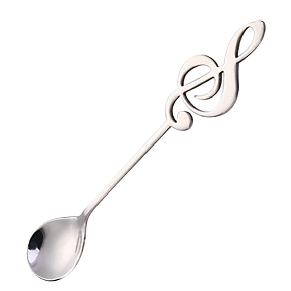 Qiopertar Music Stainless Steel Spoon Dessert Spoon Teaspoon, Music Bar Spoon for Kitchen Restaurant, Silver Spoon Set for Coffee Tea Ice Cream