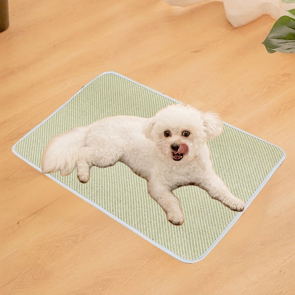 Qiopertar Natural Rattan Cooling Pet Mat, Breathable Straw Dog Cat Bed, Summer Cooling Mat for Small Medium Pets Indoor Outdoor Use