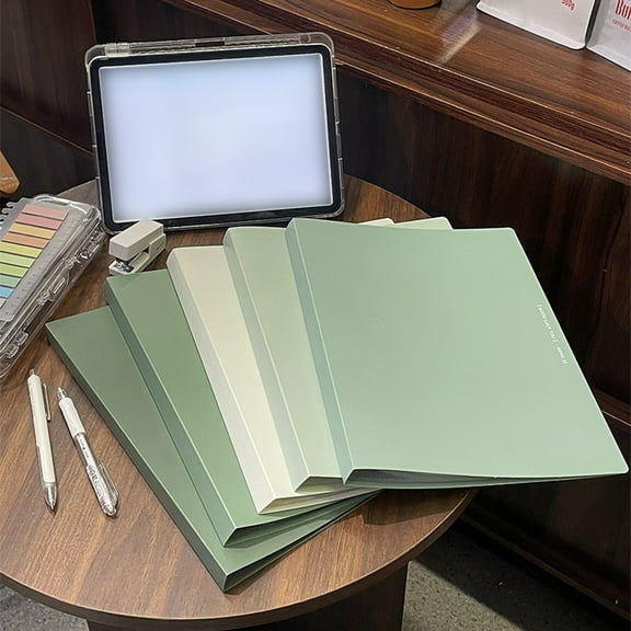 Qiopertar Plastic Folders, Gradient Green Pocket Folders Waterproof A4 Size, Heavy Duty File Folders for Document Organization Classroom Office