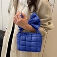 thumbnail image 1 of Qiopertar Pleated Bow Handbag for Women, Crossbody Shoulder Bag Solid Color, Large Capacity Polyester Purse for Daily Commuting Shopping Travel, Blue, 1 of 6