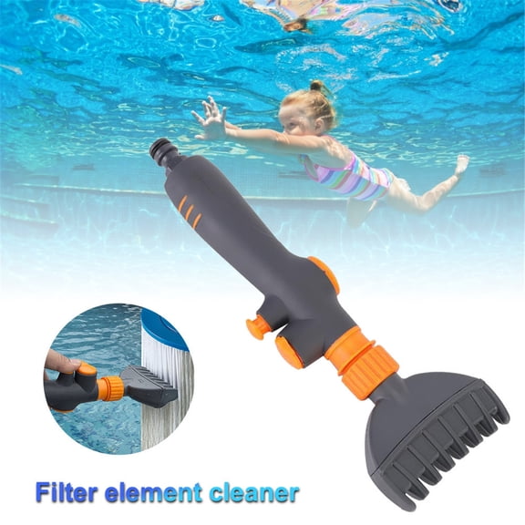 Qiopertar Pool Filter Cartridge Cleaner Wand, Efficient Pool Spa Filter Cartridge Cleaning Brush with Hose Connector, Durable Handheld Tool for Swimming Pool Maintenance Water Quality Care