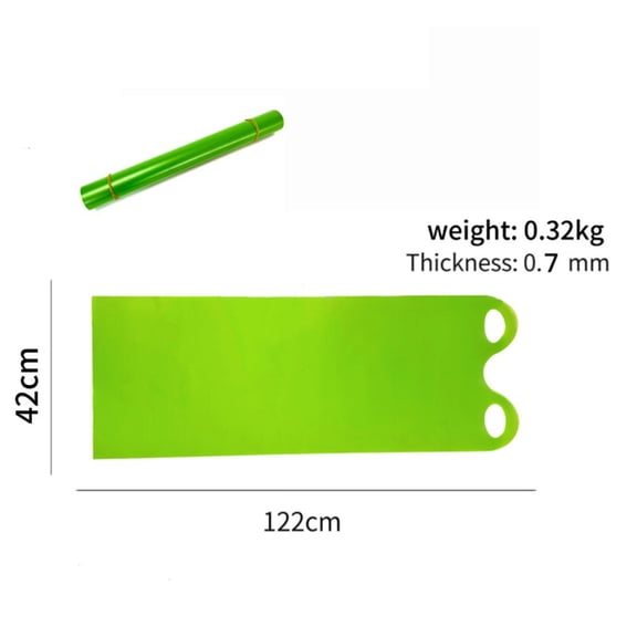 Qiopertar Portable Snow Sled for Kids& Adults, Extra Thick Roll Up Plastic Toboggan 54x16.5in, Heavy Duty Sled for Snow Grass Sand Ice Skating with Handles, Green
