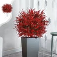 thumbnail image 1 of Qiopertar Realistic Artificial Flowers, Faux Outdoor Plants Silk Decor Bundles, All Weather Plastic Fake Mums for Porch Garden Patio Window Box, Red, 1 of 6