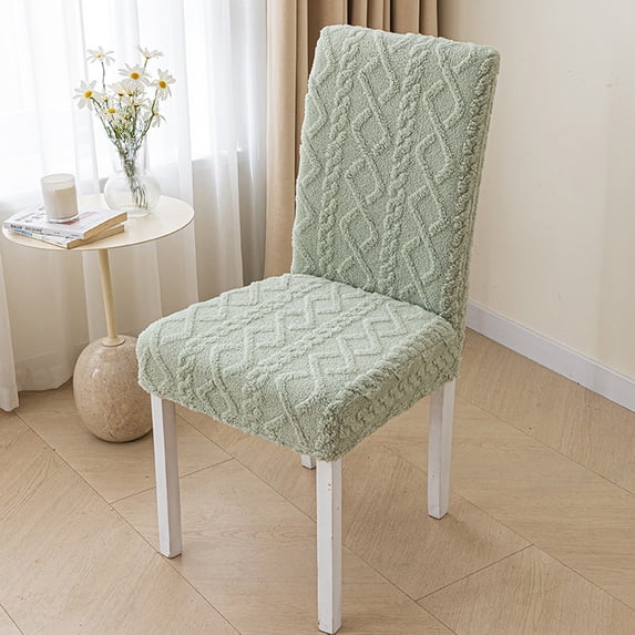 Qiopertar Removable Washable Chair Cover, Stretch Elastic Dining Chair Slipcover Easy Install, Jacquard Velvet Covers for Home Kitchen Banquet Hotel Office Chairs, Green