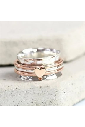 Rotating Anxiety Relief Heart Ring, Creative Fashion Spinner Love Ring for Women, Unique Heart Design Self-Love Revolving Birthday Gift Jewelry