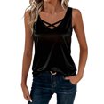thumbnail image 1 of Qiopertar Satin Cami Top Women V Neck Sleeveless Criss Cross Front Loose Casual Elegant Summer Tank Top, Black XXL, 1 of 5