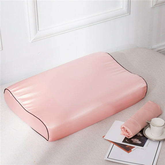 Qiopertar Satin Silk Pillowcase for Hair Skin, Zipper Closure Neck Guard Pillowcase, Soft Breathable Cooling Pillow Cover for Sleeping (60x40cm), Rose Gold