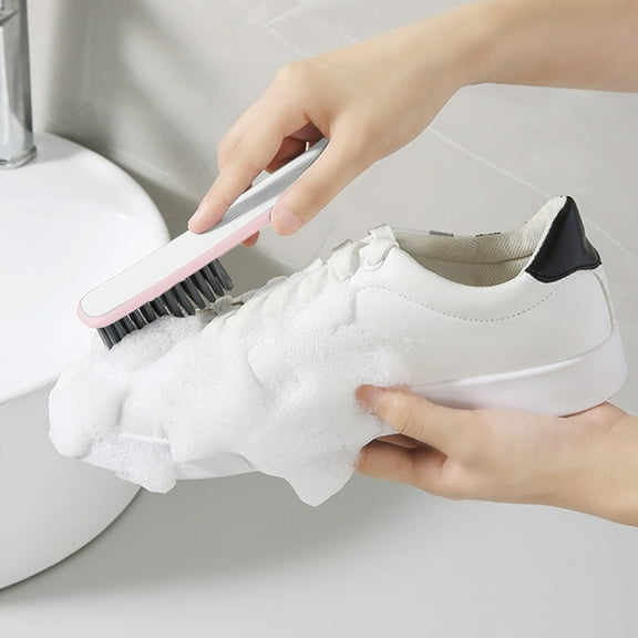 Qiopertar Shoe Cleaning Brush, Soft Bristle Laundry Brush for Shoes Clothes, Household Multi-Purpose Cleaning Brush for Sneakers Boots Soles, Pink