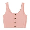 thumbnail image 1 of Qiopertar Sleeveless Ribbed Button Front Crop Tank Top for Women Casual Comfy Blouse T-Shirt Spring Summer Beach Vacation, Pink S, 1 of 7