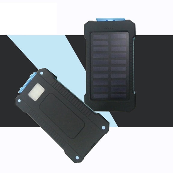 Qiopertar Solar Power Bank DIY Kit, 10000mAh USB LED Power Bank Case with Solar Panel, Unassembled Charger Box Kit for Outdoor Camping Emergency Light, Blue