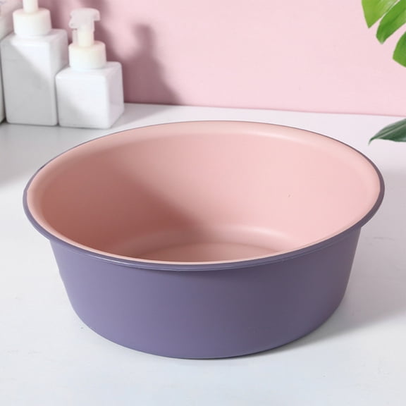 Qiopertar Thickened Plastic Wash Basin, Large Portable Wash Tub for Home Dormitory, Multi-Use Laundry Soaking Foot Bath Storage Basin, Purple