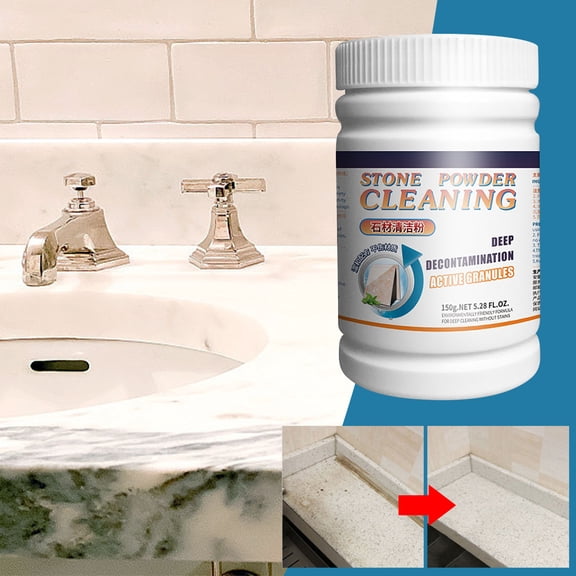 Qiopertar Tile Cleaner Powder, No-Water Technology Removes Rust Grease Watermarks, Protective Polish Restores Shine for Kitchen Bathroom