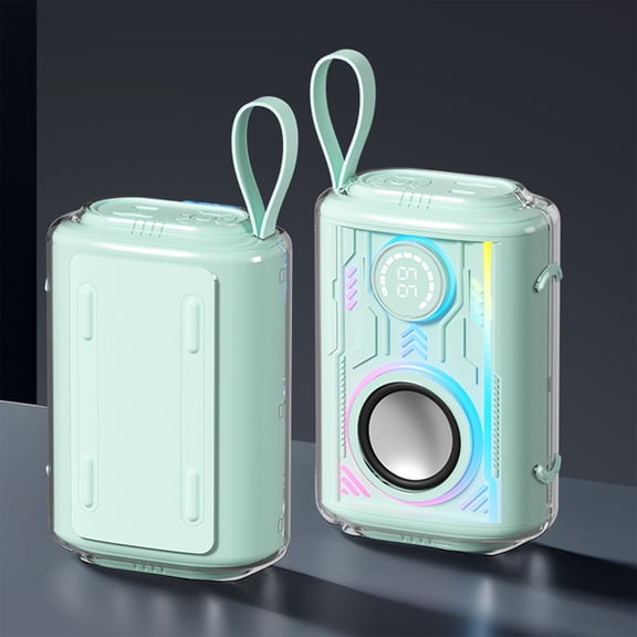 Qiopertar Transparent RGB Mini Speaker, Portable Bluetooth Speaker with Colorful Lighting, Outdoor Waterproof Wireless Speaker for Camping Backpack Hiking, Green