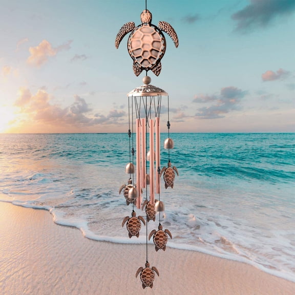 Qiopertar Turtle Wind Chime 35 Inch, Sea Turtle Wind Chime with Aluminum Tubes, Turtle Decor Windchime for Garden Yard Patio