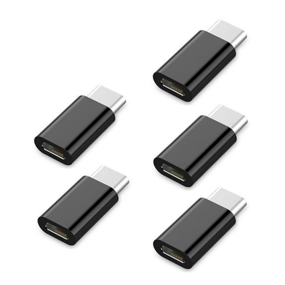 Qiopertar USB-C to USB Adapter 5-Pack, Reversible Type C OTG Data Sync Charging Converter, High-Speed Charger Adapter for Galaxy Note 9 S9 Nexus Phone Laptop, Black
