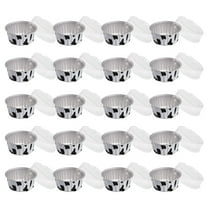 Qiopertar Under $5 20PCS Aluminum Foil Pudding Cups Cake Baking Molds, 125ml Round Containers for Oven Microwave, Reusable Fryer Bowls