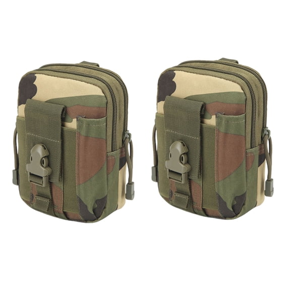 Qiopertar Under $5 2pcs Outdoor Military Sports Tactic Waist Bag, 6-inch Mobile Phone Pouch with MOLLE, Waterproof Belt Pack