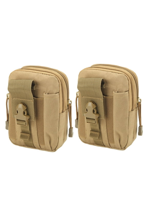 Under $5 2pcs Outdoor Military Sports Tactic Waist Bag, 6-inch Mobile Phone Pouch with MOLLE, Waterproof Belt Pack