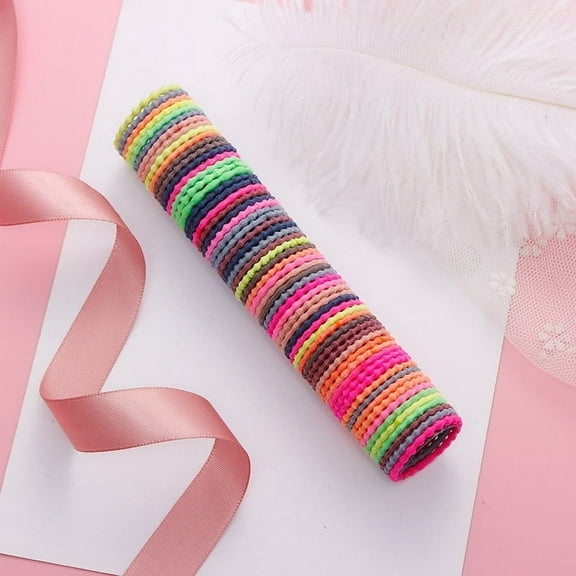 Qiopertar Under $5 50 Pcs Rubber ChildrenHair Ties Colorful, 3cm Elastic Hair Bands for Girls Hair Accessories, Hair Ties Hair Bands