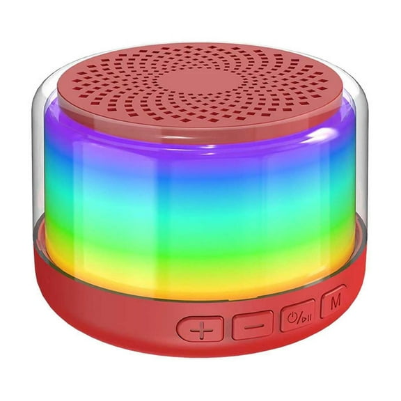 Qiopertar Under $5 Bluetooth Speaker with Colorful LED Lights, Wireless Portable Speaker with IPX6 Waterproof, 10W Stereo Sound with 10 Hour Playtime