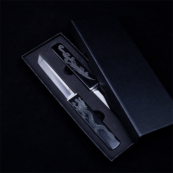 Qiopertar Under $5 Double Blades Knife Set with Phoenix Design, Outdoor Camping Portable Fruit Knife, Ergonomic Handle for Kitchen and Restaurant