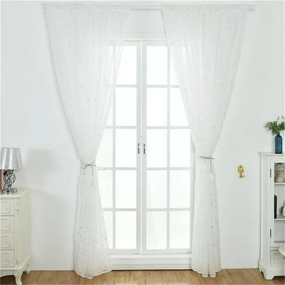 Qiopertar Under $5 Leaves Sheer Curtain Window Voile Drape, 100x200cm Fabric Panel Filter Daylight Room Divider, Modern Window Treatment Home Decor