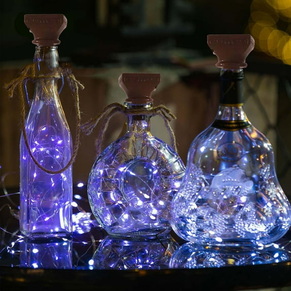 Qiopertar Under $5 Solar Wine Bottle Lights, Copper Wire LED String with Waterproof Solar Plug for Outdoor Garden Party, Decorative Lights