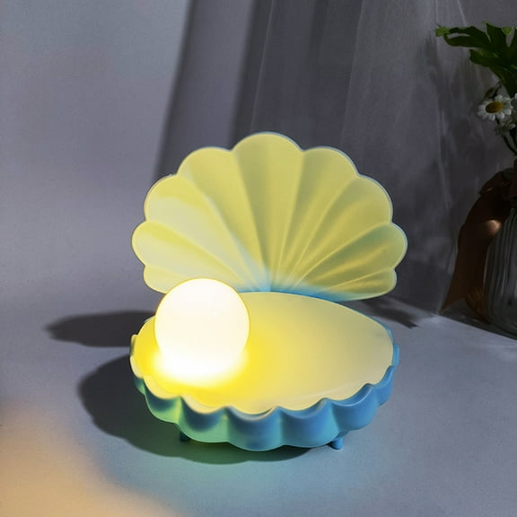 Qiopertar Under $5 Sweet Dream Pearl Mussel Small Night Lights, Glowing Children's DIY Toys Handmade Atmosphere Lamp, Night Light LED Lamp