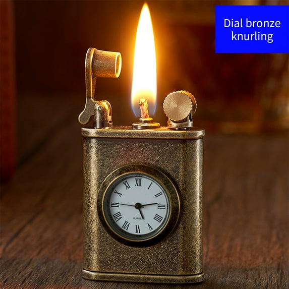 Qiopertar Under $5 Vintage Kerosene Lighter Pure Copper Dial, Permanent Match Lighter for Camping Hiking, Retro Table Lighter Oil Lighter