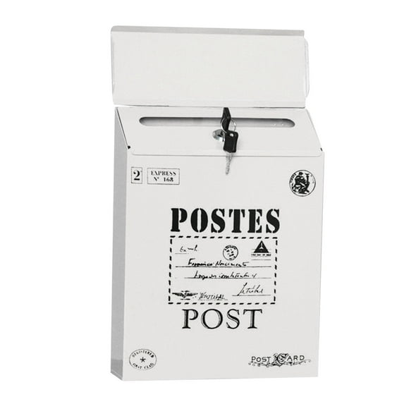 Qiopertar Under $5 Vintage Wall Mount Mailbox, Iron Postal Letter Newspaper Box with Lock, Mailbox for Home Outdoor