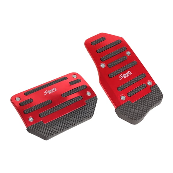 Qiopertar Universal Car Pedal Covers, Anti-Slip Brake Accelerator Pedal Pads, Metal Aluminum Alloy Non-Slip Pedals for Automatic Manual Transmission Cars, Red