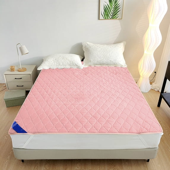 Qiopertar Waterproof Mattress Protector, Quilted Fitted Mattress Pad Cover, Soft Breathable Dust Proof Bed Cover for Sleep Protection, Pink