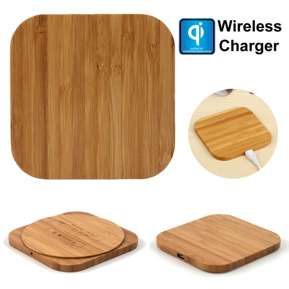 Qiopertar Wireless Charger Pad, Slim Wood Charging Mat for Note 9, High Power 10W Fast Qi Wireless Charger for All Compatible Phones